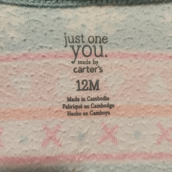 Set Of 2 Carter's Girl's Footie Pajamas Side Foot Zip-Up Size 12 Months - Picture 13 of 13